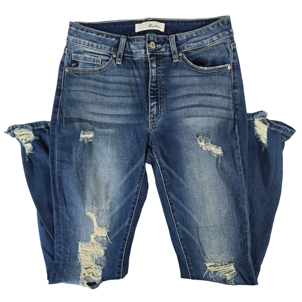 KanCan Women Medium Wash Distressed Skinny Jeans KC8320D Blue Size 9 28